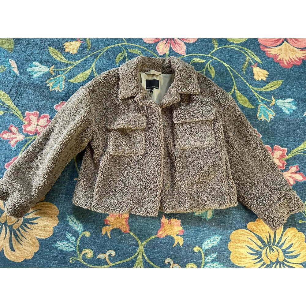 NWT Banana Republic Cropped Fleece Trucker Jacket Size Large - Picture 2 of 7
